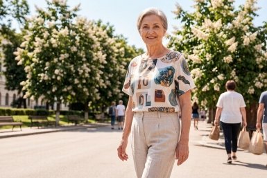 Если вам за 50, то футболку носим вот так: 5 стильных и удобных идей Создано при помощи ИИ