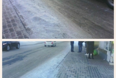 Остановка &quotАвтодор&quot противоположного направления. На посадочной площадке образовался второй поребрик, из снега и льда… Корр. ИА AmurMedia