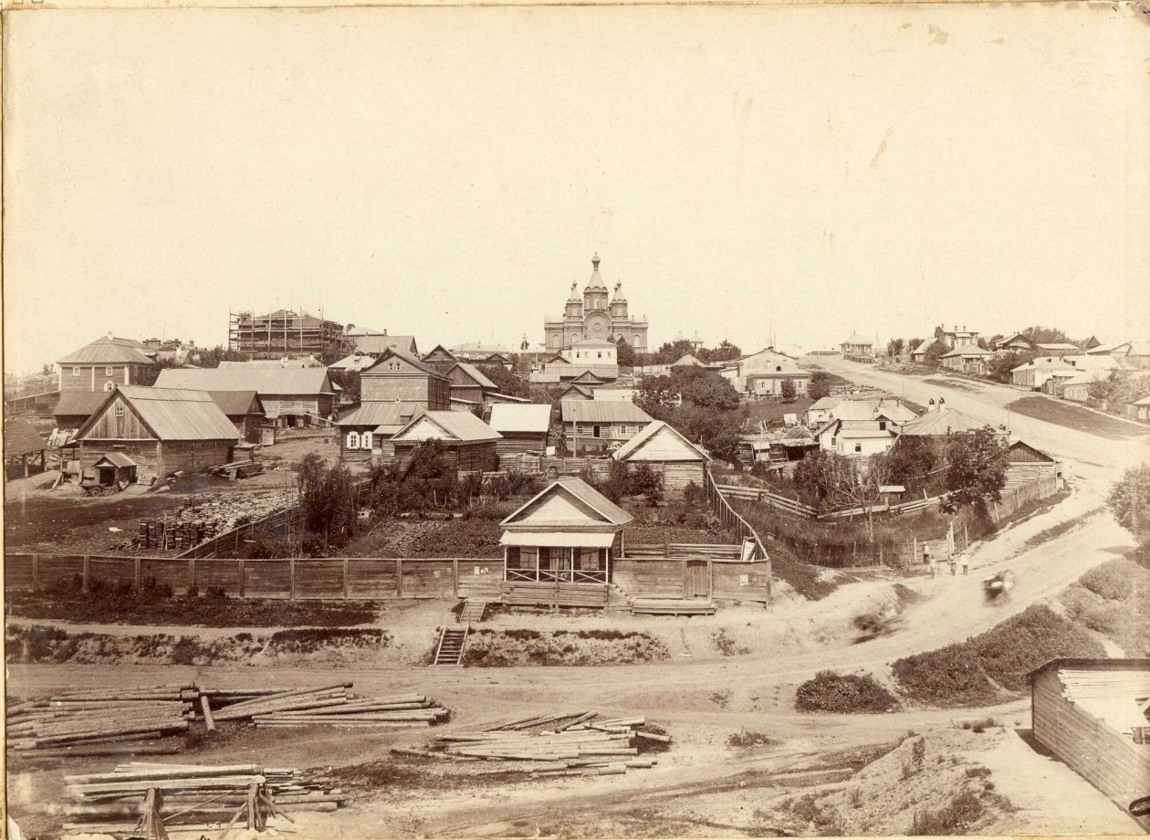 Эмиль Нино. Хабаровск, 1896–1897 гг., вид на Среднюю гору со стороны р. Плюснинки. Музей им. Гродекова