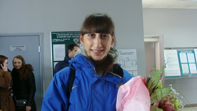 Екатерина Конева привезла в Хабаровск "золото" чемпионата мира по легкой атлетике, Фото с места события собственное