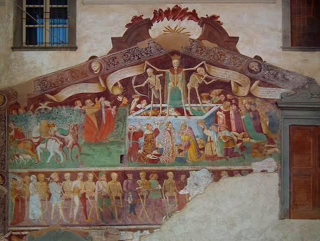 Монументальная фреска 1484–1485 годов работы художника Джакомо Борлони де Бушисом «Триумф Смерти и Пляска смерти»
