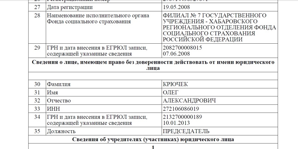 Скриншот выписки из ЕГРЮЛ 